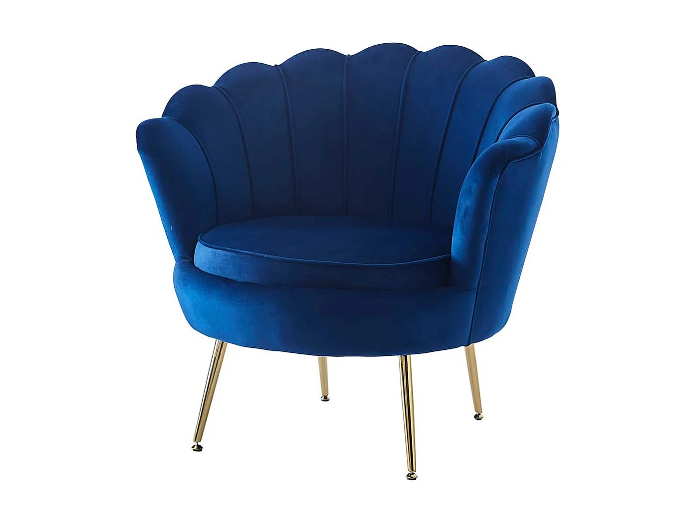 Designer Sessel Blau in Muschelform Retro Samt und Metall