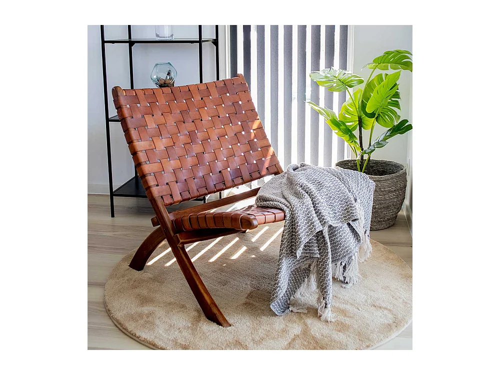 Einzelsessel in Braun Echtleder Landhausstil