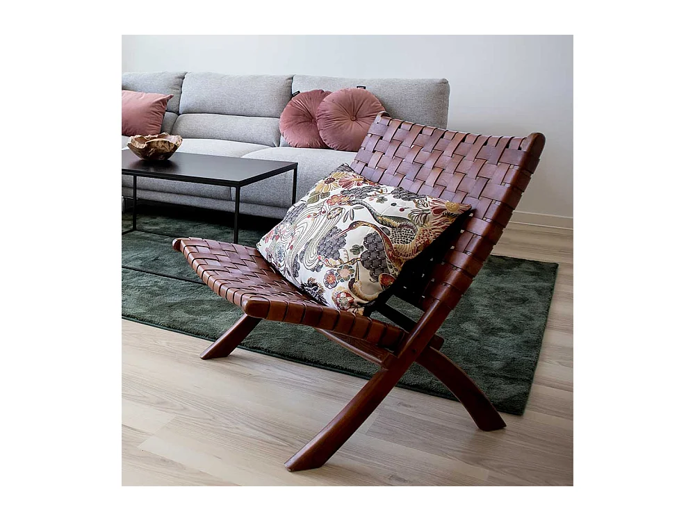 Einzelsessel in Braun Echtleder Landhausstil