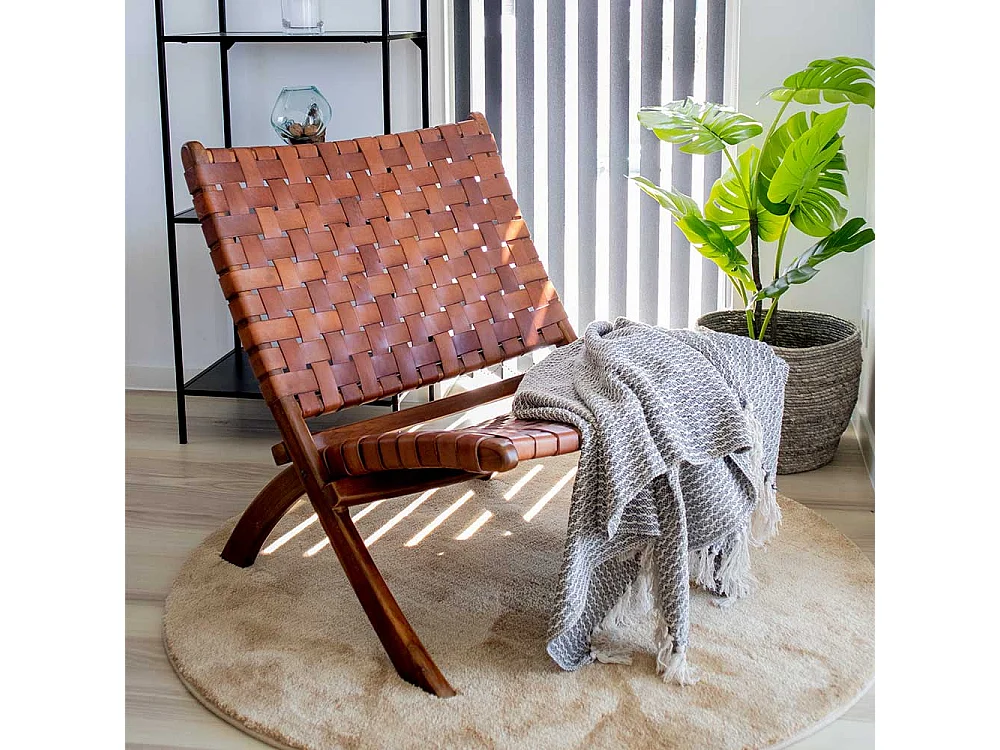 Einzelsessel in Braun Echtleder Landhausstil