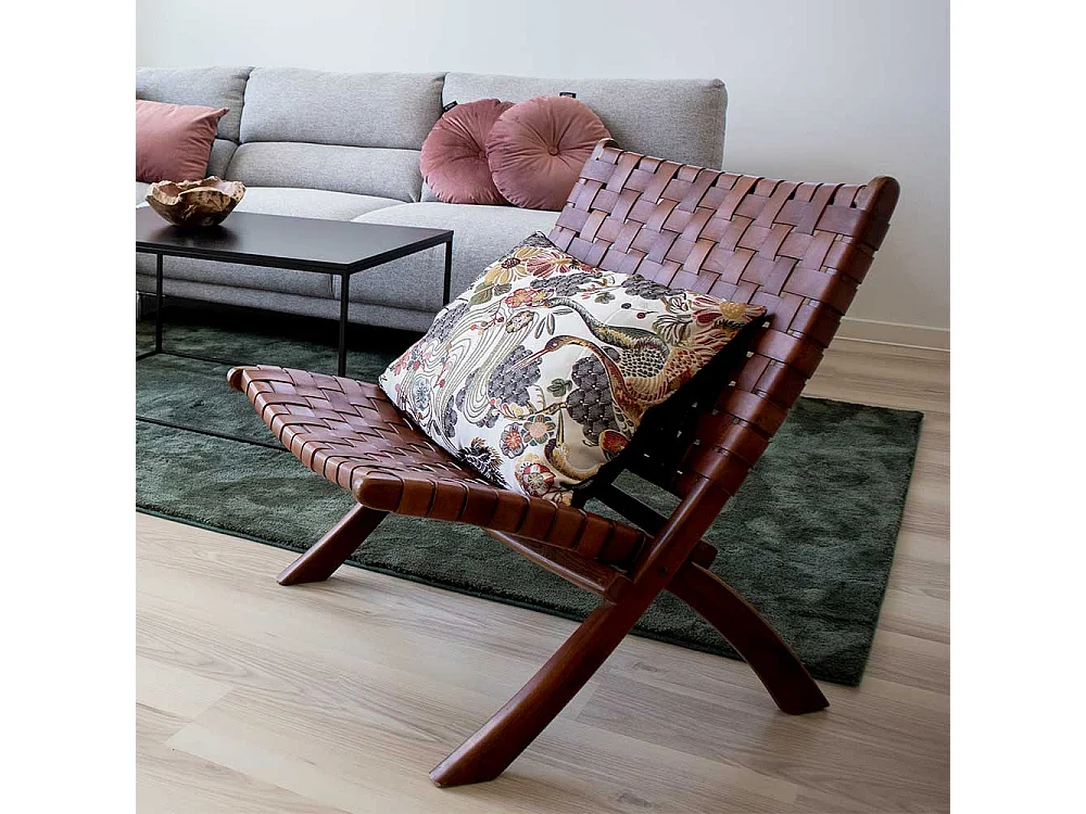 Einzelsessel in Braun Echtleder Landhausstil