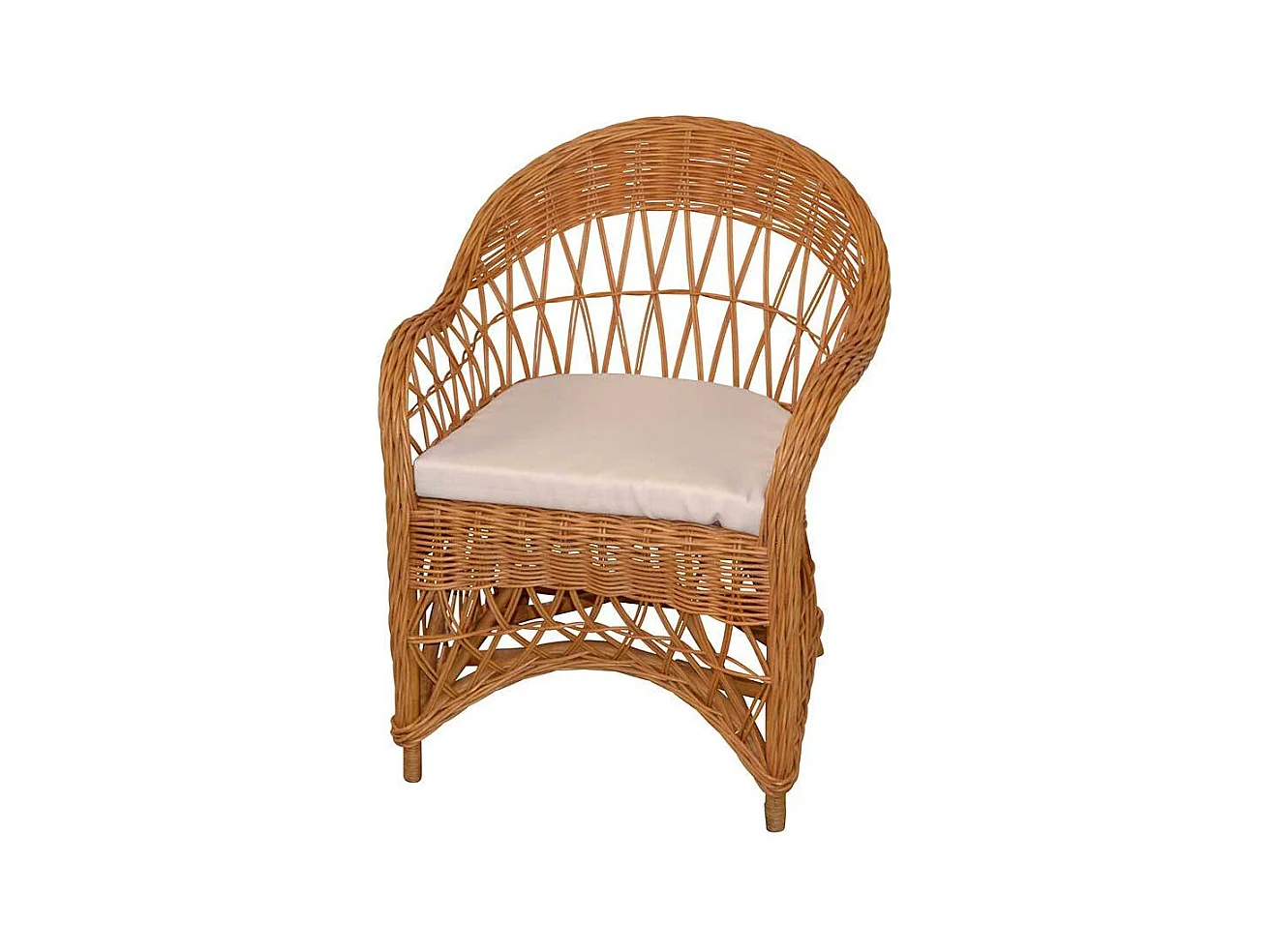 Korbsessel aus Rattan Geflecht Honigfarben