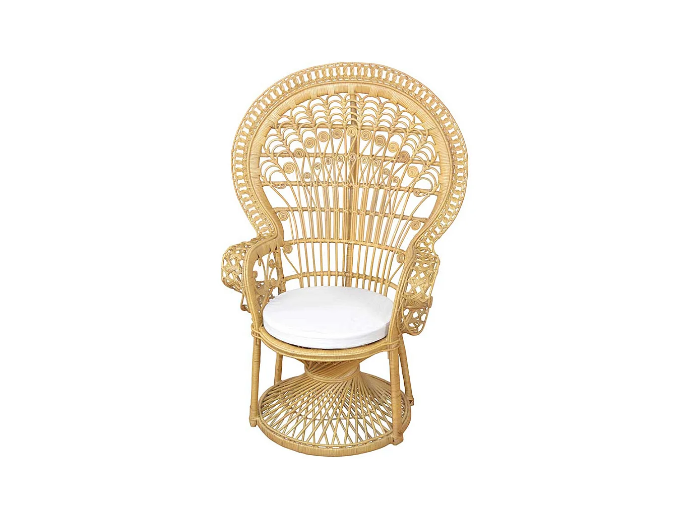 Pfauenthron in Beige Rattan