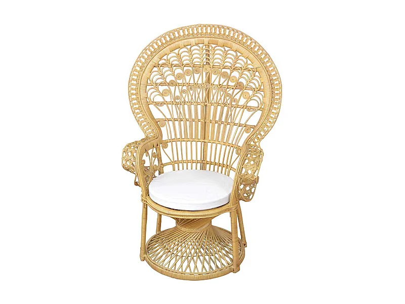 Pfauenthron in Beige Rattan
