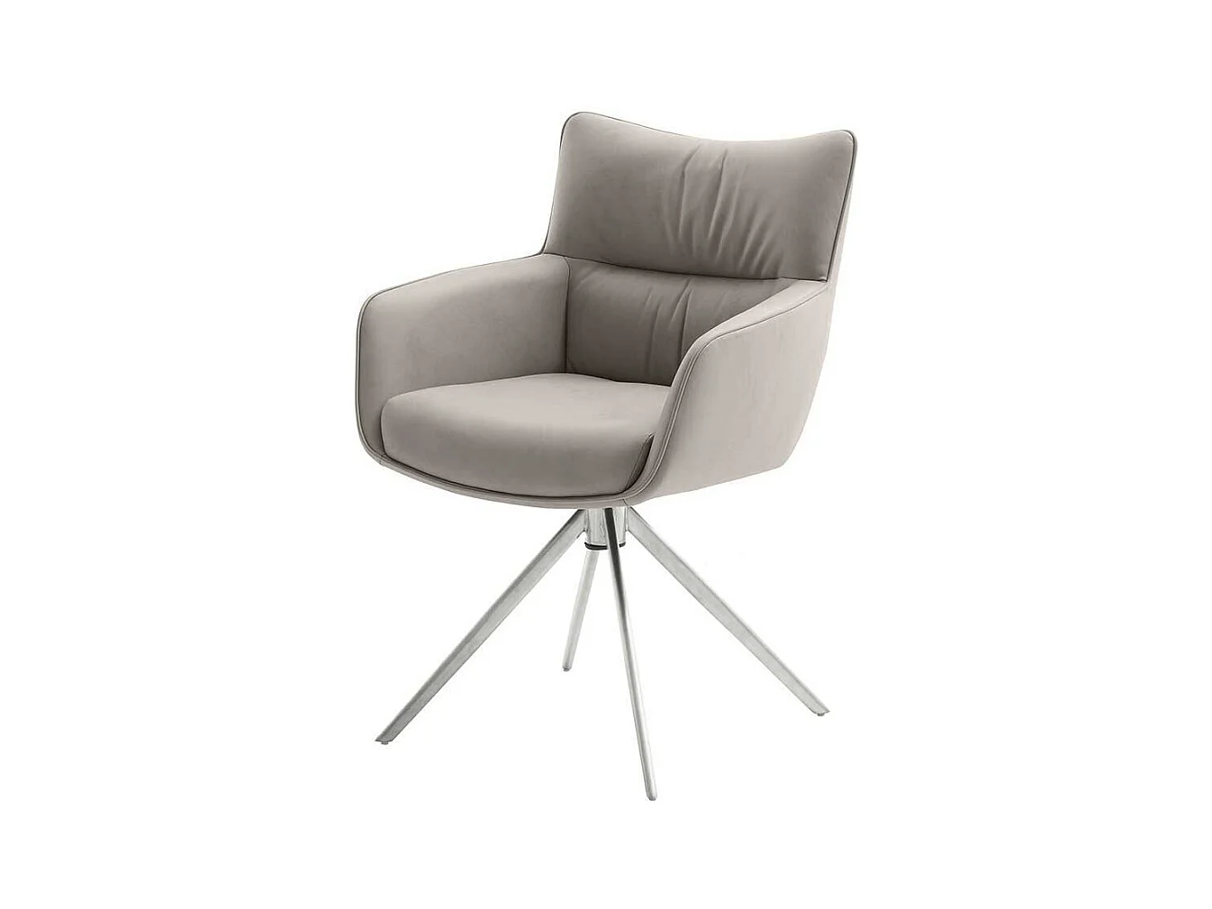 Esstischsessel Leder in modernem Design Gestell aus Edelstahl (2er Set)