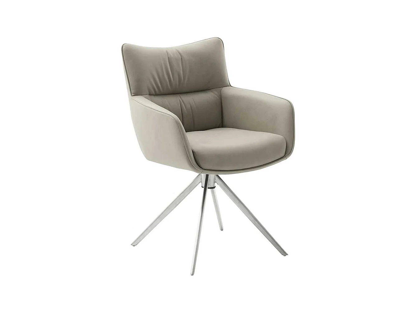 Esstischsessel Leder in modernem Design Gestell aus Edelstahl (2er Set)