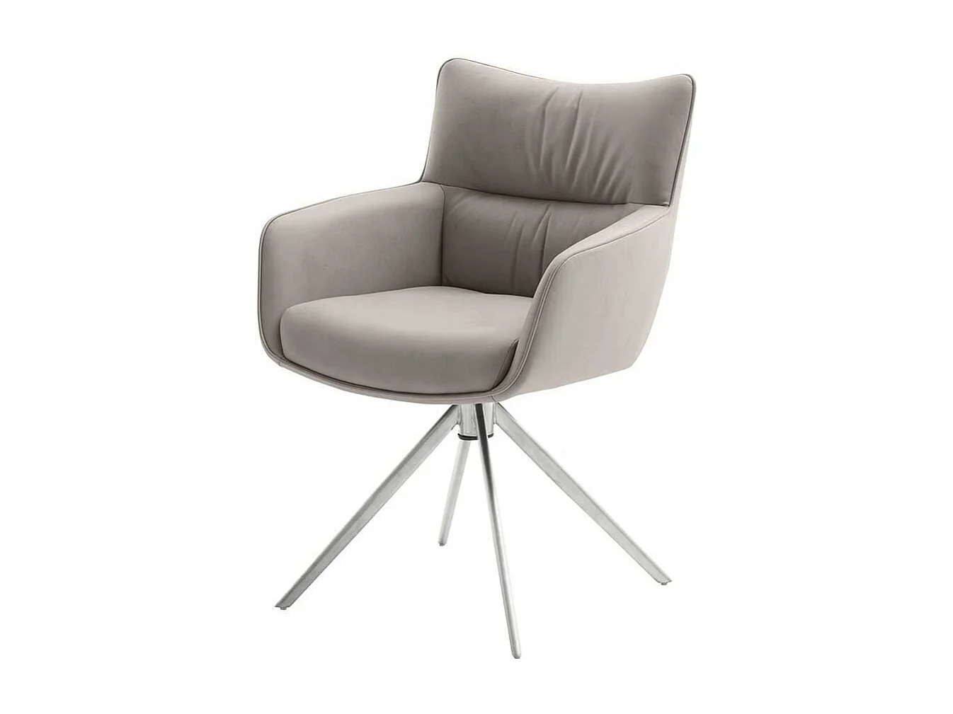 Esstischsessel Leder in modernem Design Gestell aus Edelstahl (2er Set)