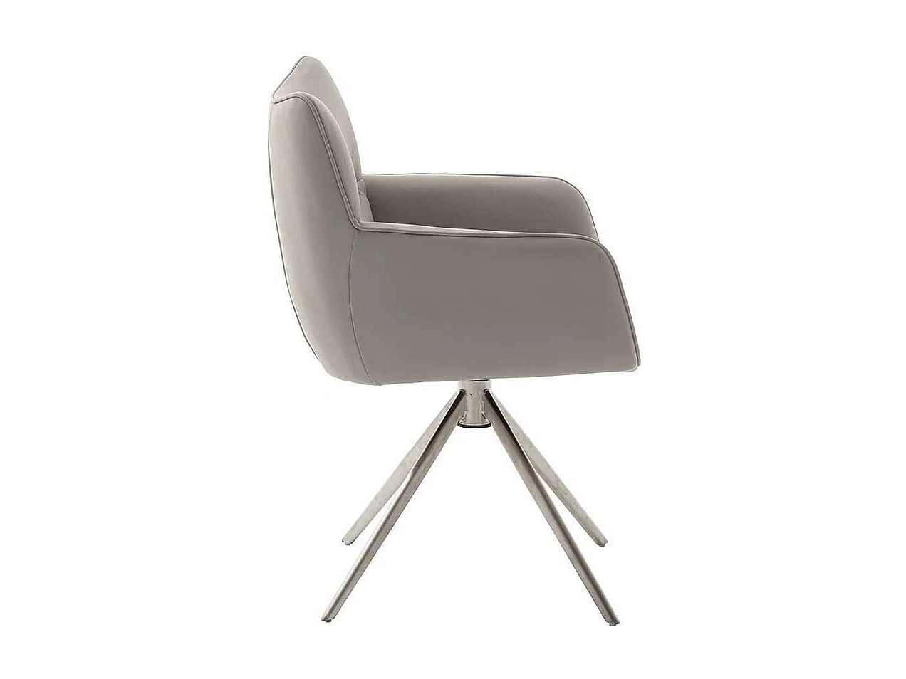 Esstischsessel Leder in modernem Design Gestell aus Edelstahl (2er Set)