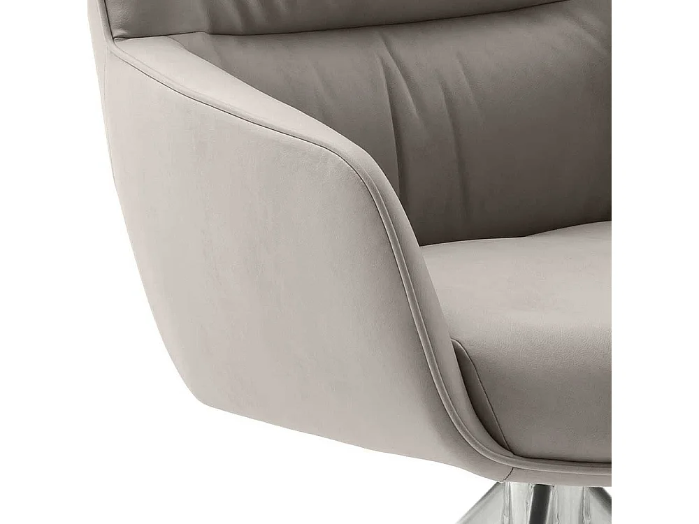 Esstischsessel Leder in modernem Design Gestell aus Edelstahl (2er Set)