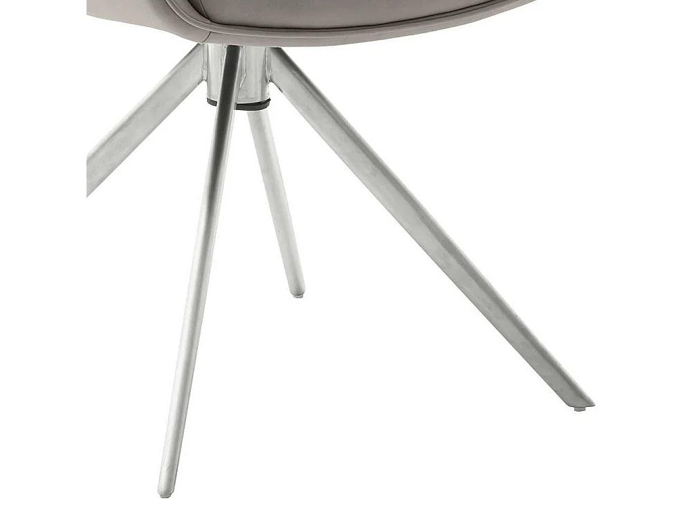 Esstischsessel Leder in modernem Design Gestell aus Edelstahl (2er Set)