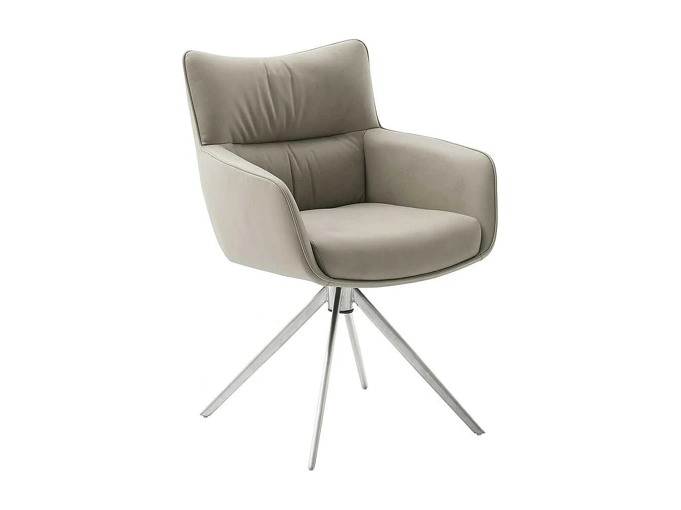 Esstischsessel Leder in modernem Design Gestell aus Edelstahl (2er Set)