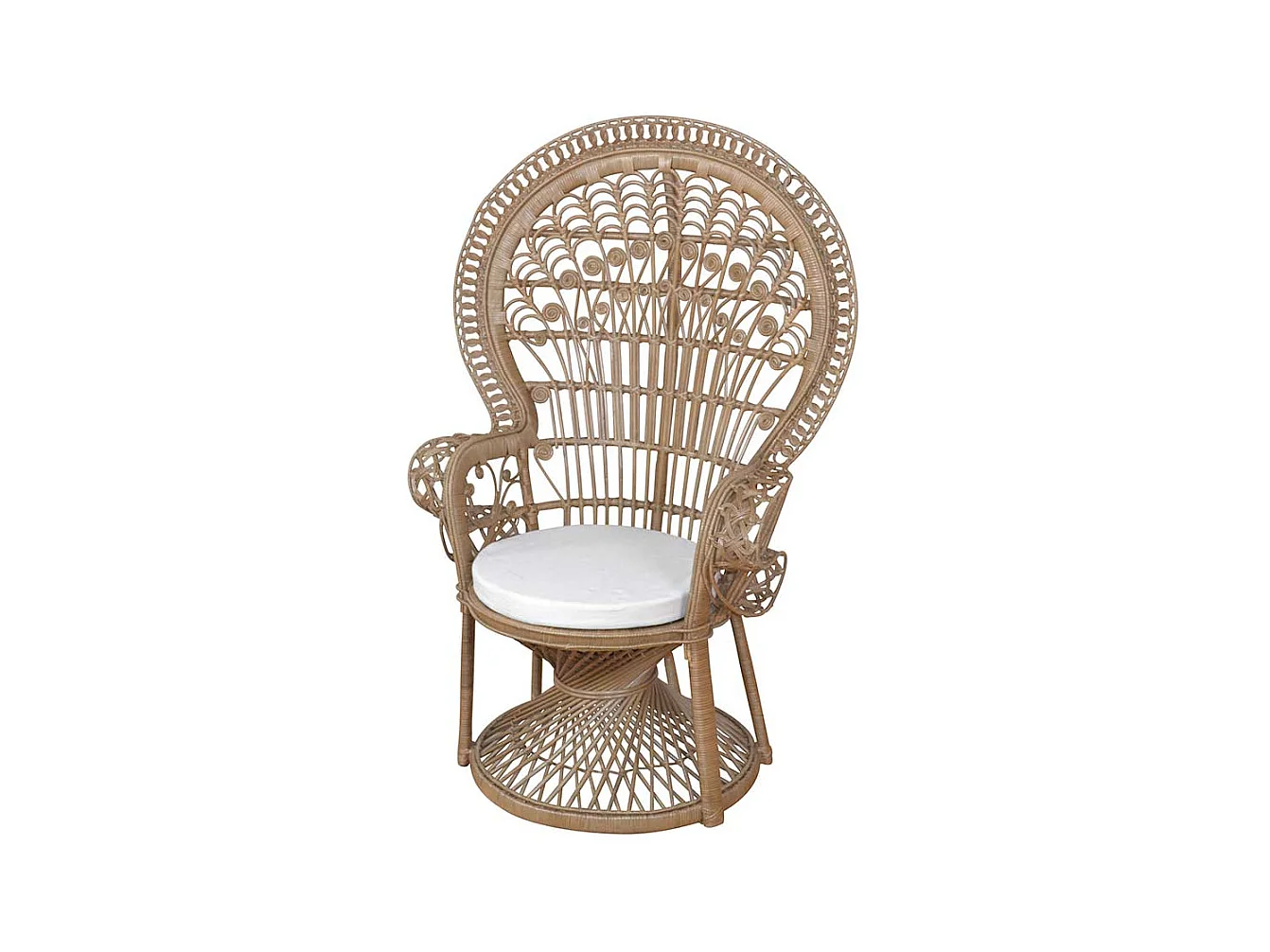 Rattan Thron Sessel in Grau gewischt Landhausstil