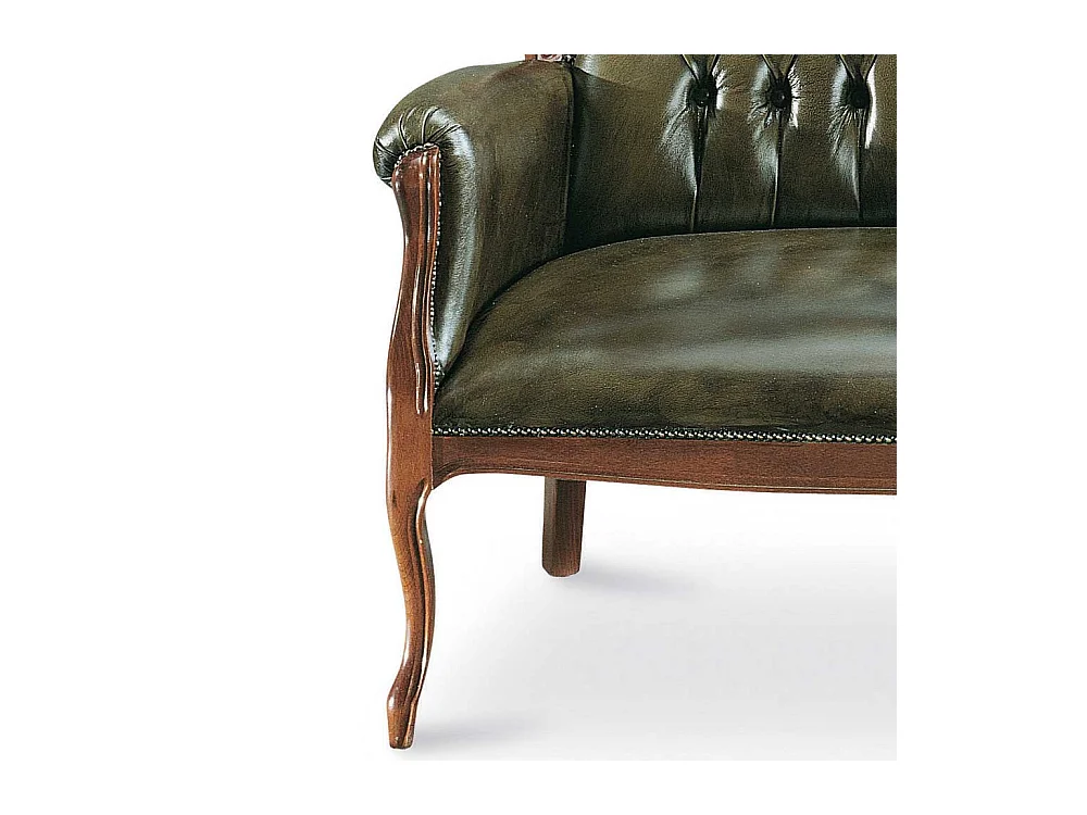 Polsterbank im Chesterfield Look Dunkelgrün Nussbaum