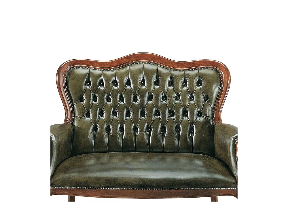 Polsterbank im Chesterfield Look Dunkelgrün Nussbaum