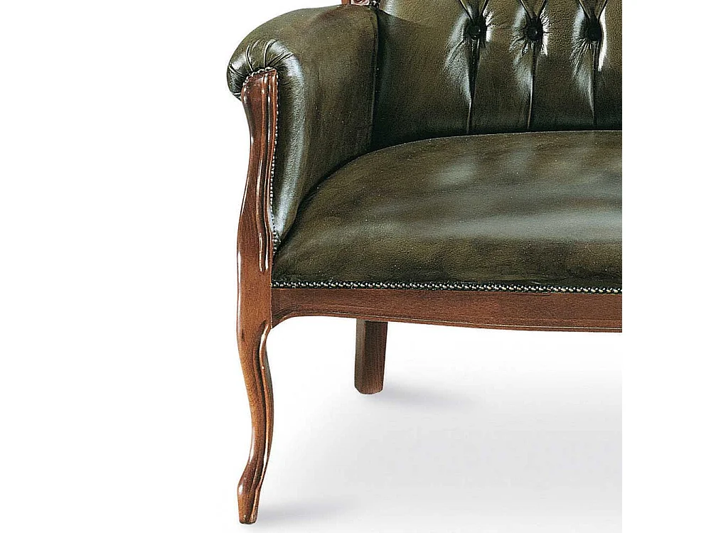 Polsterbank im Chesterfield Look Dunkelgrün Nussbaum