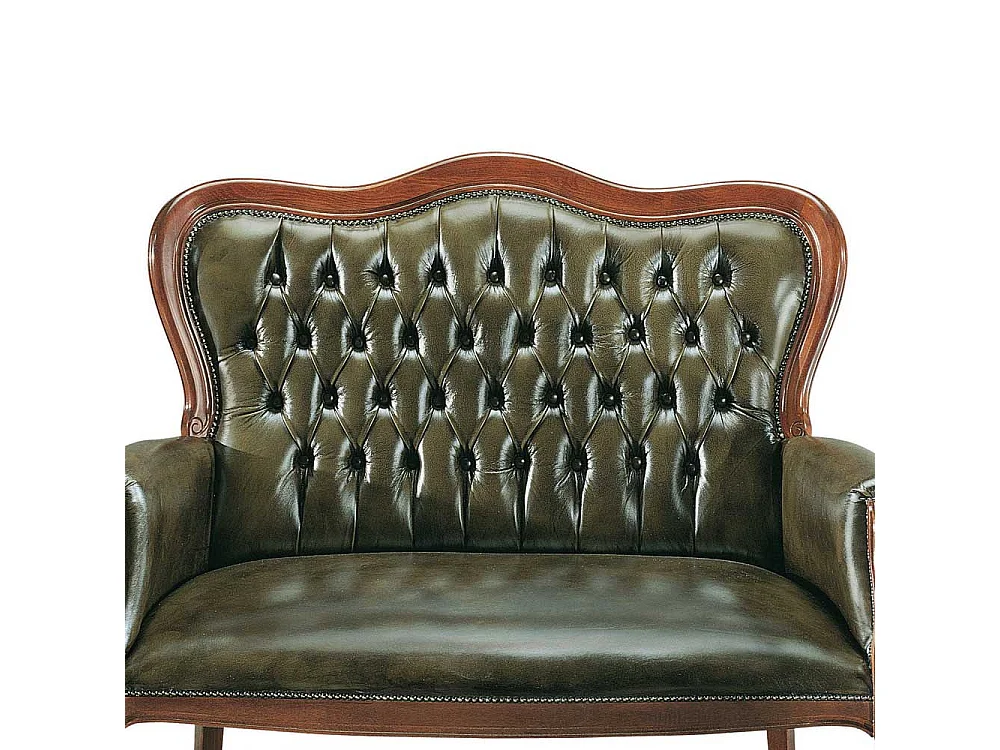Polsterbank im Chesterfield Look Dunkelgrün Nussbaum