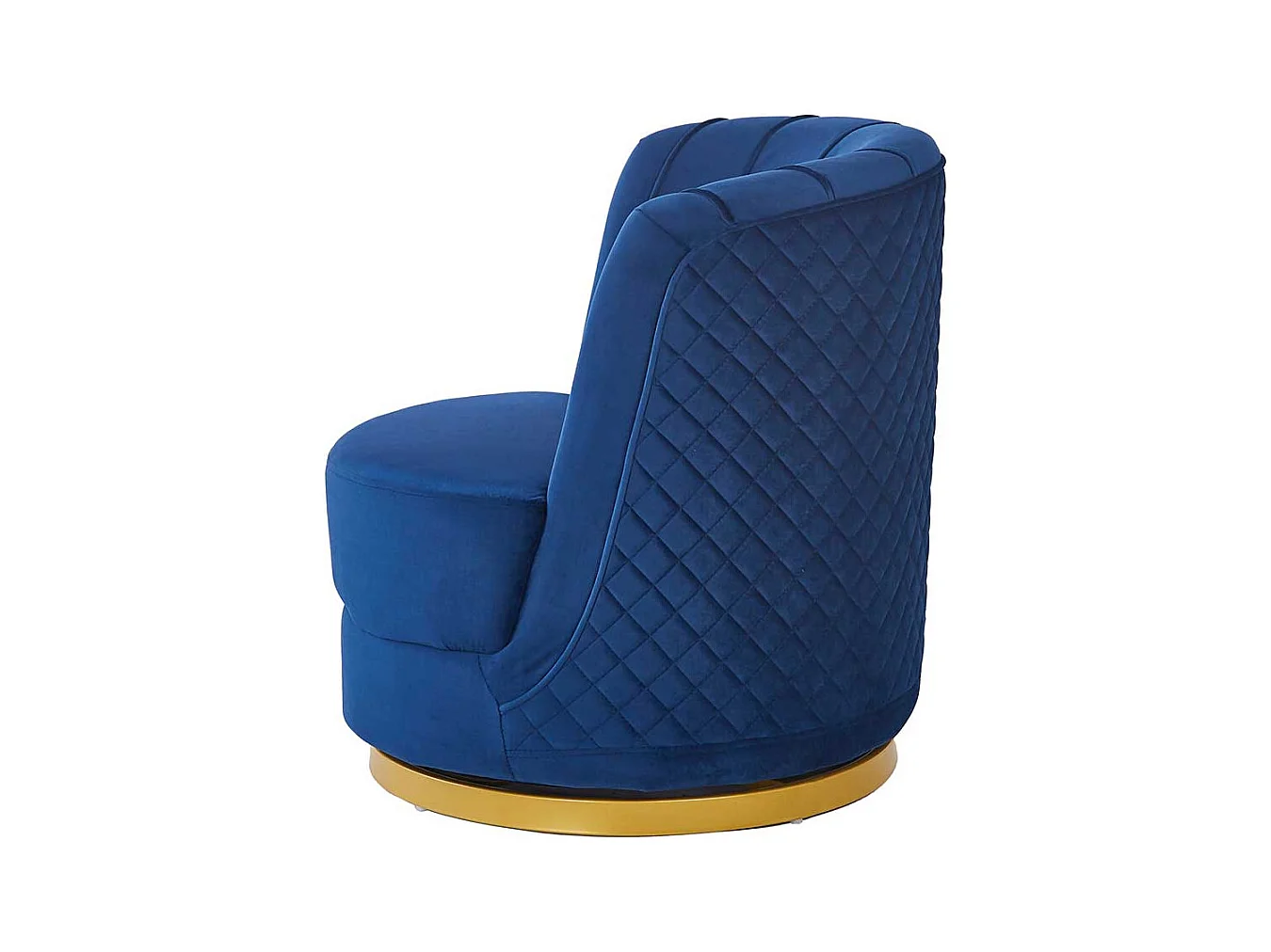 Samt Polstersessel drehbar in Dunkelblau Goldfarben
