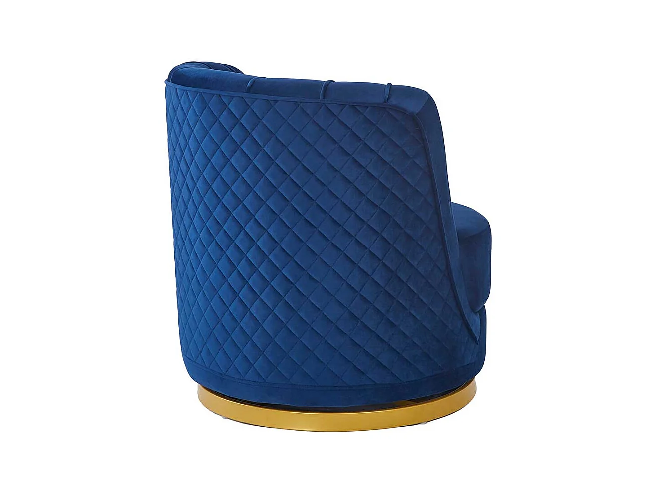 Samt Polstersessel drehbar in Dunkelblau Goldfarben