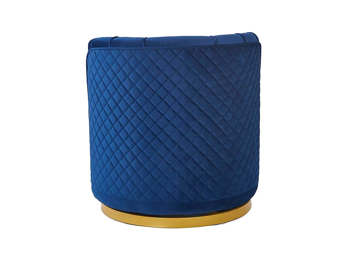 Samt Polstersessel drehbar in Dunkelblau Goldfarben