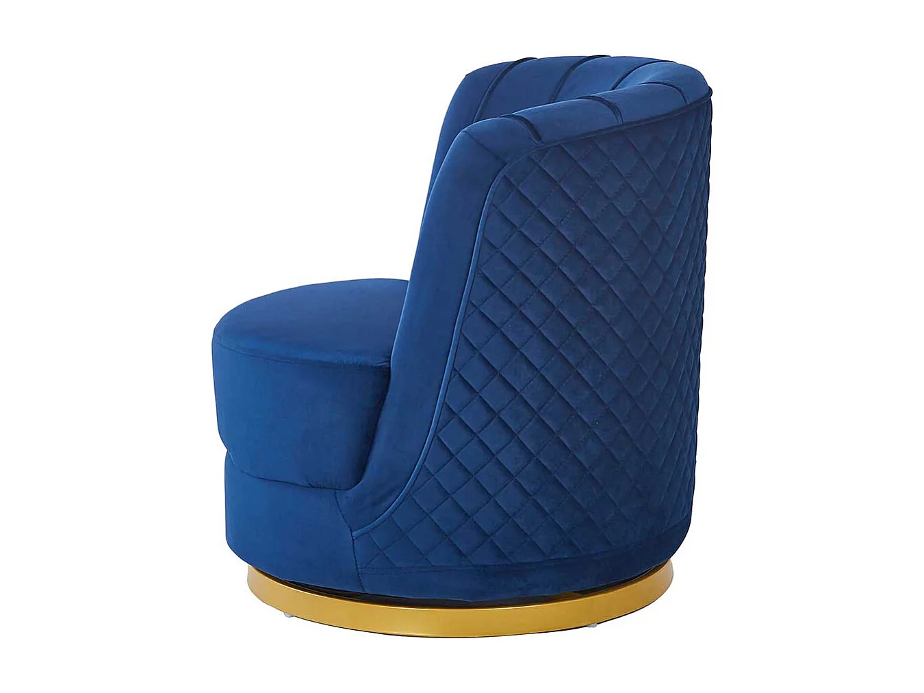 Samt Polstersessel drehbar in Dunkelblau Goldfarben