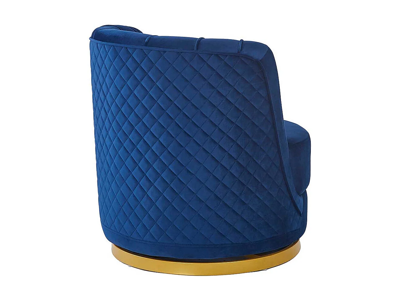 Samt Polstersessel drehbar in Dunkelblau Goldfarben
