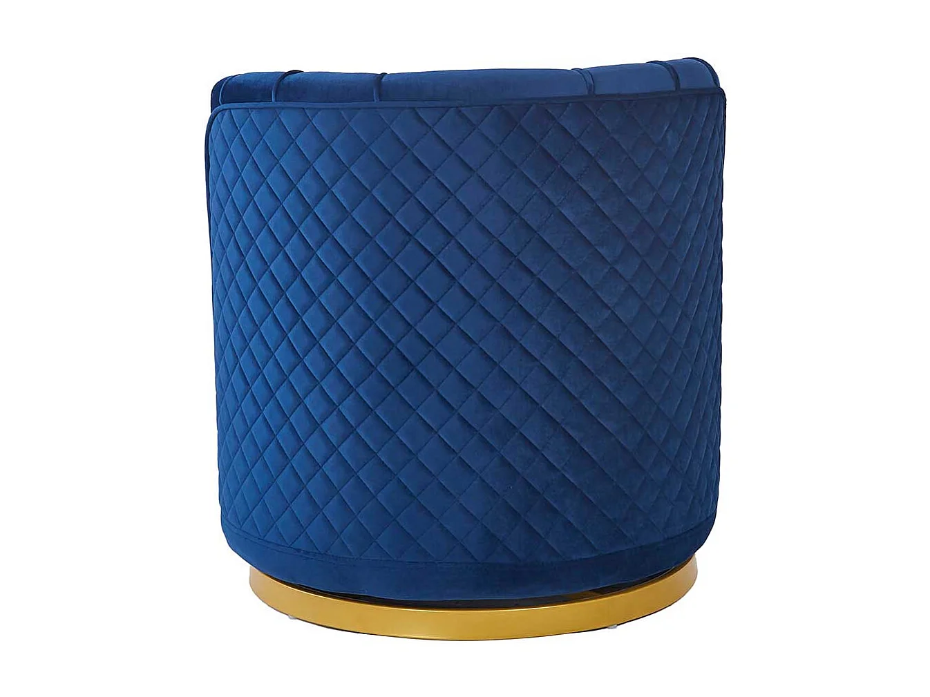 Samt Polstersessel drehbar in Dunkelblau Goldfarben