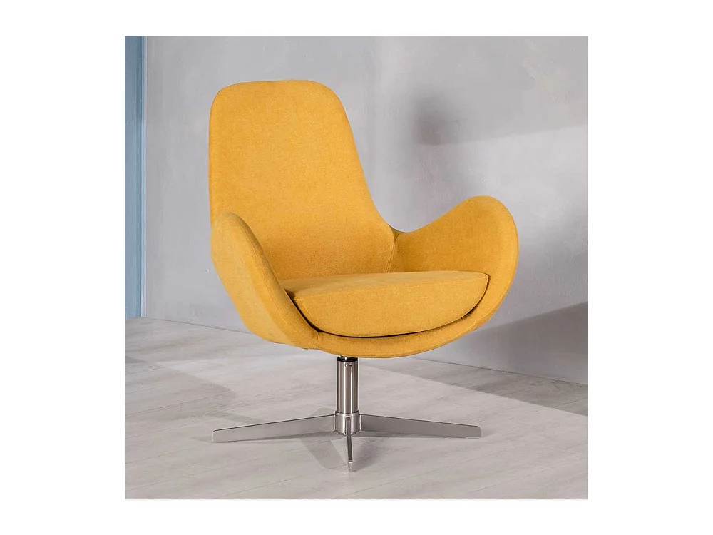 Wohnzimmersessel Retro drehbar in Gelb Webstoff Armlehnen