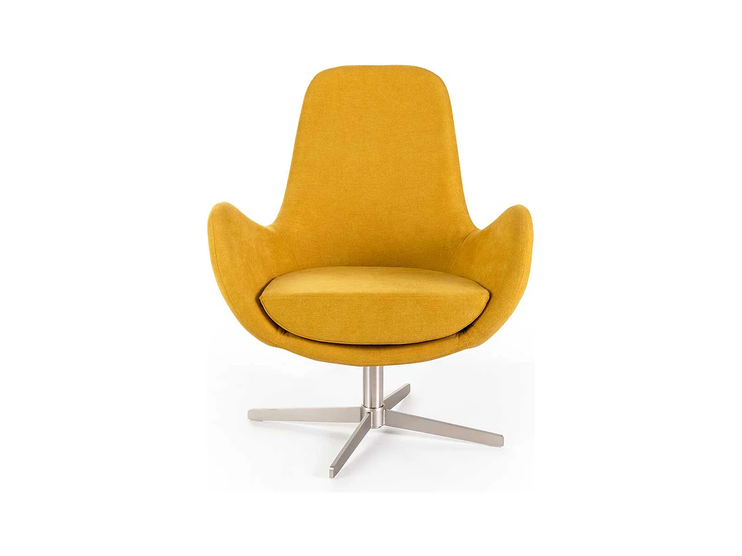 Wohnzimmersessel Retro drehbar in Gelb Webstoff Armlehnen