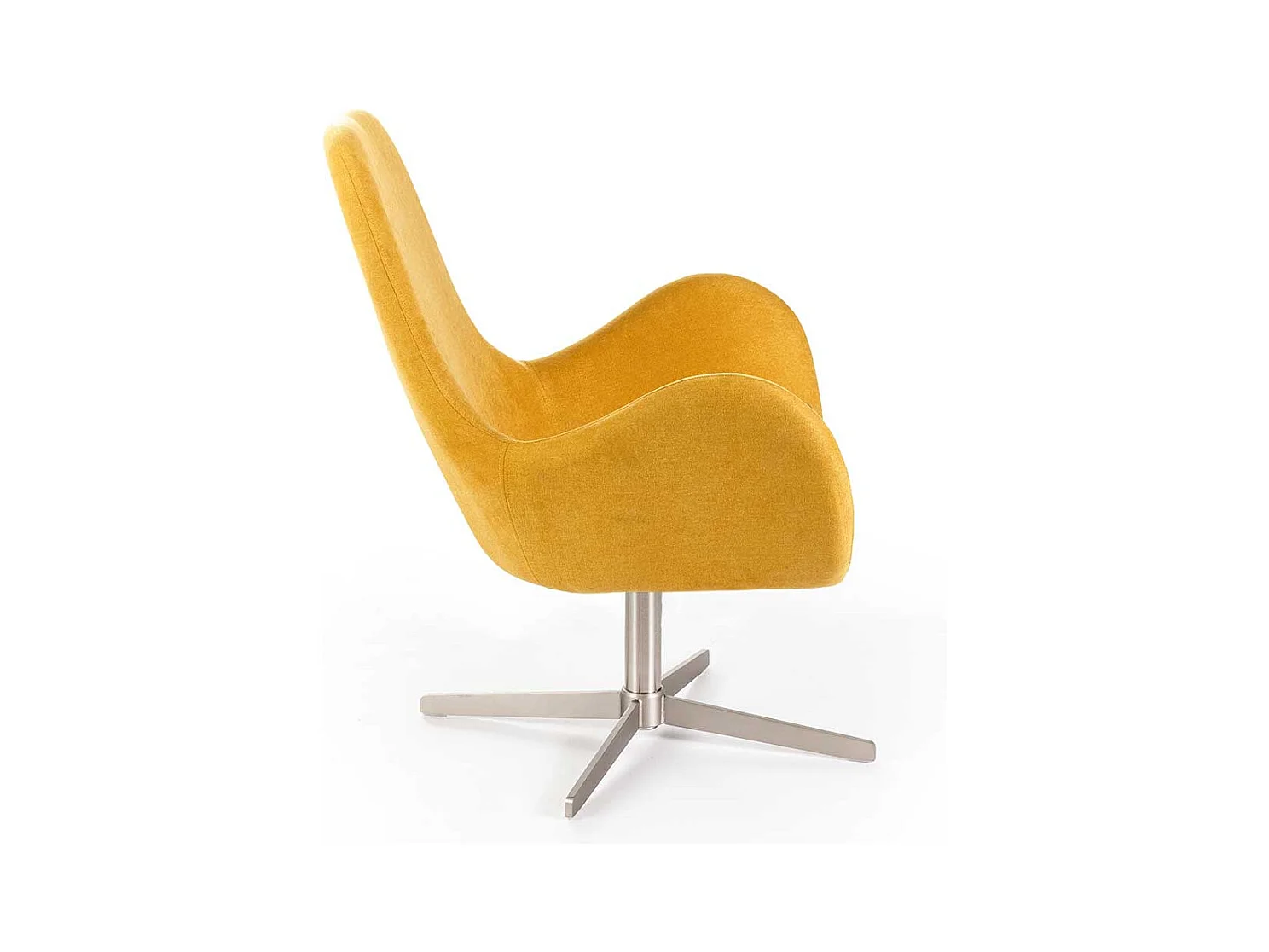 Wohnzimmersessel Retro drehbar in Gelb Webstoff Armlehnen