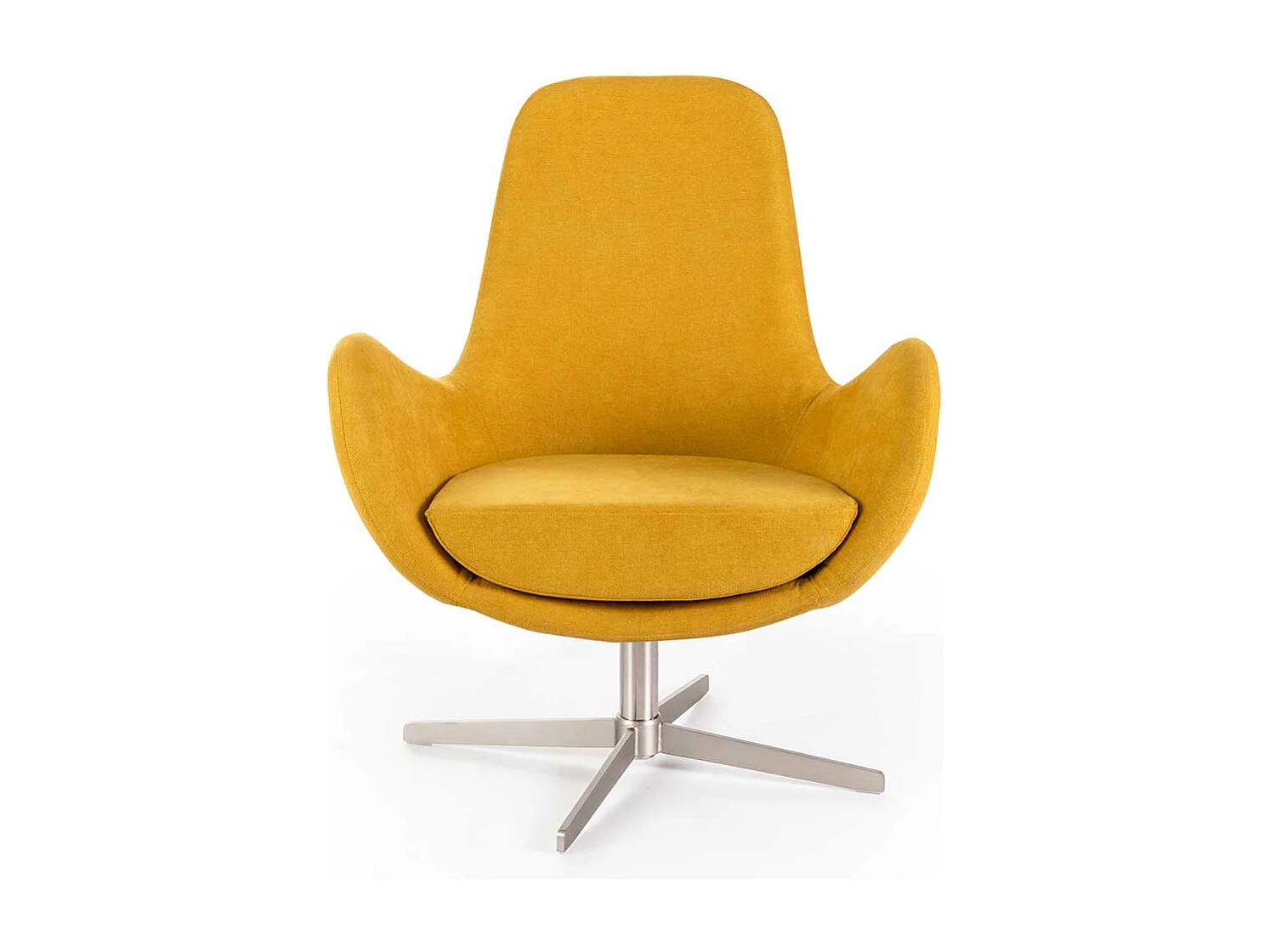 Wohnzimmersessel Retro drehbar in Gelb Webstoff Armlehnen