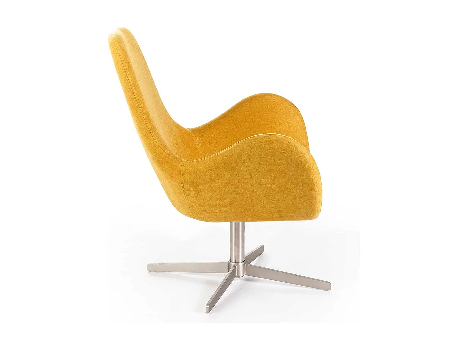 Wohnzimmersessel Retro drehbar in Gelb Webstoff Armlehnen