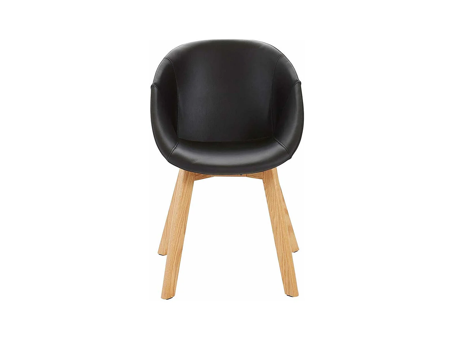 Tischsessel in Schwarz Kunstleder Massivholzgestell (2er Set)