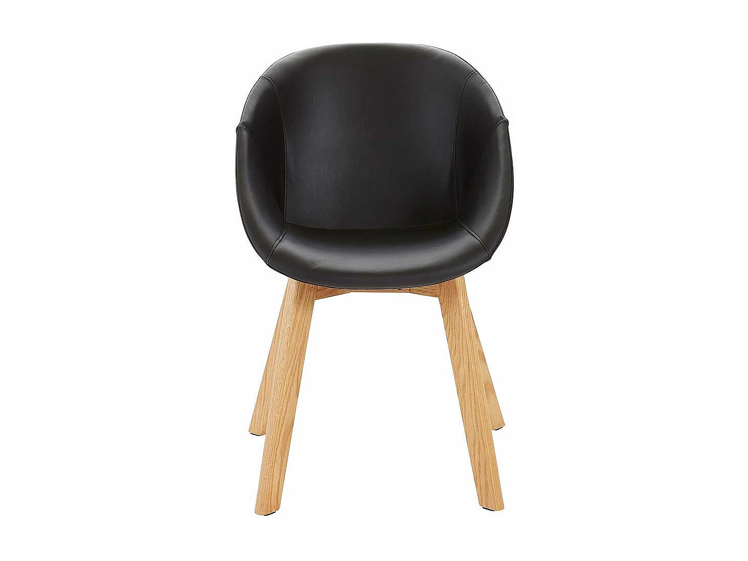 Tischsessel in Schwarz Kunstleder Massivholzgestell (2er Set)