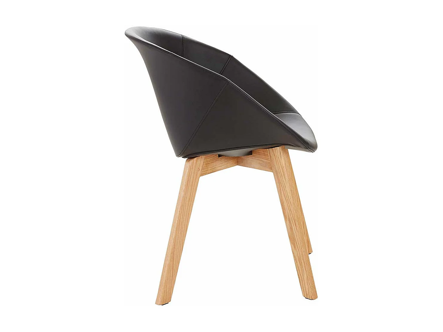 Tischsessel in Schwarz Kunstleder Massivholzgestell (2er Set)