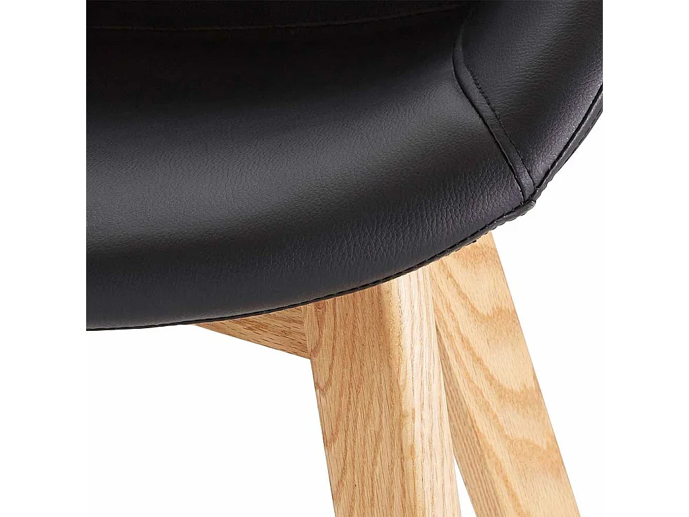 Tischsessel in Schwarz Kunstleder Massivholzgestell (2er Set)