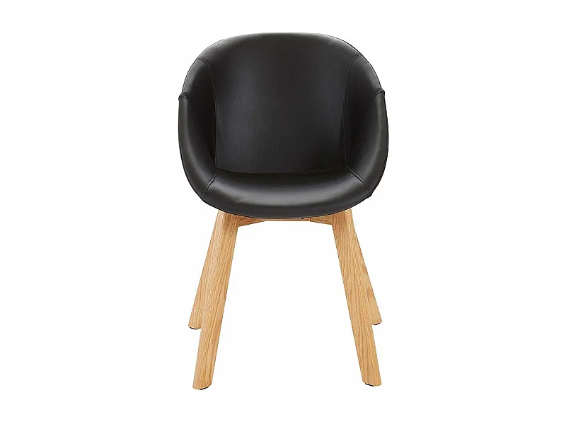 Tischsessel in Schwarz Kunstleder Massivholzgestell (2er Set)