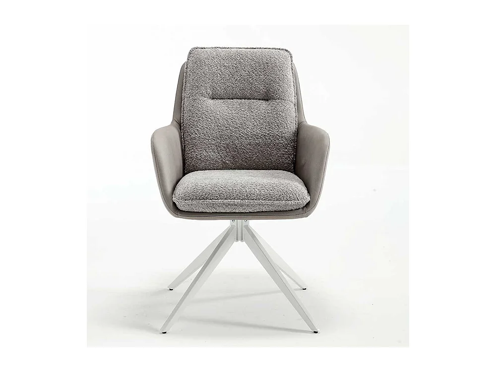 Esstisch Hochlehner in Grau und Weiß Bezug Boucle und Kunstleder (2er Set)