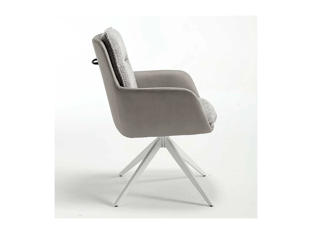 Esstisch Hochlehner in Grau und Weiß Bezug Boucle und Kunstleder (2er Set)