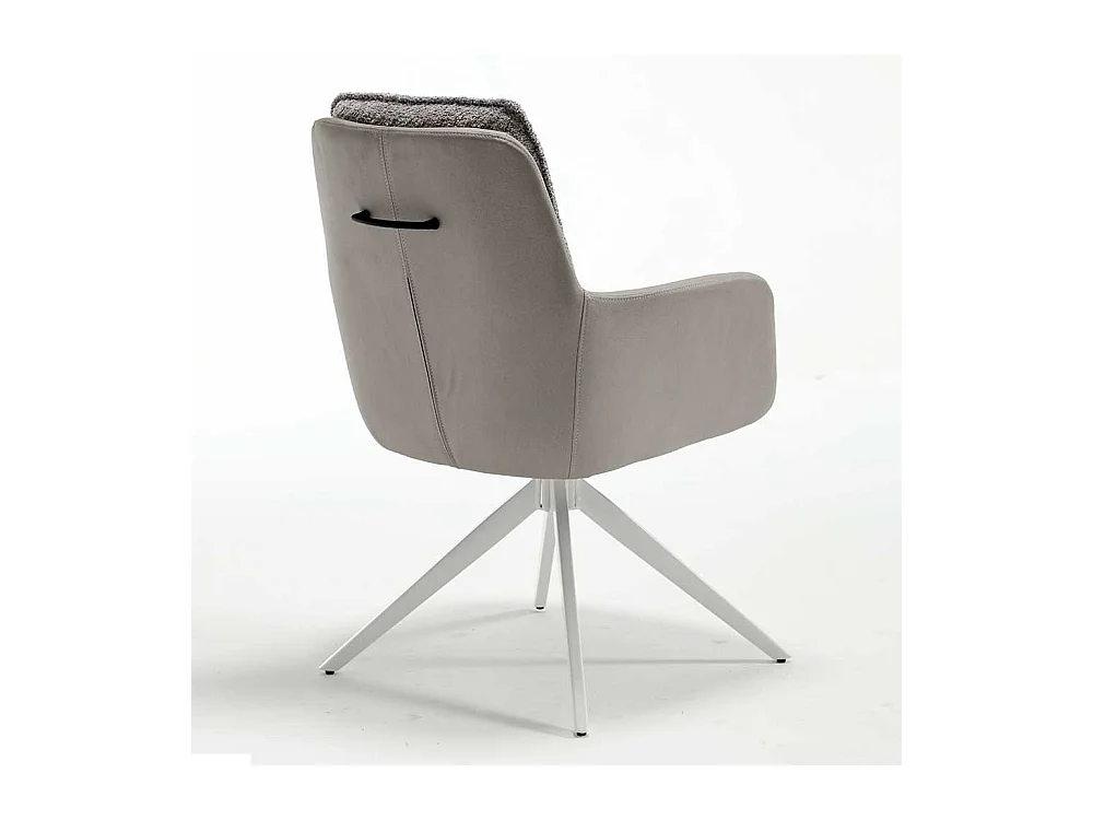 Esstisch Hochlehner in Grau und Weiß Bezug Boucle und Kunstleder (2er Set)