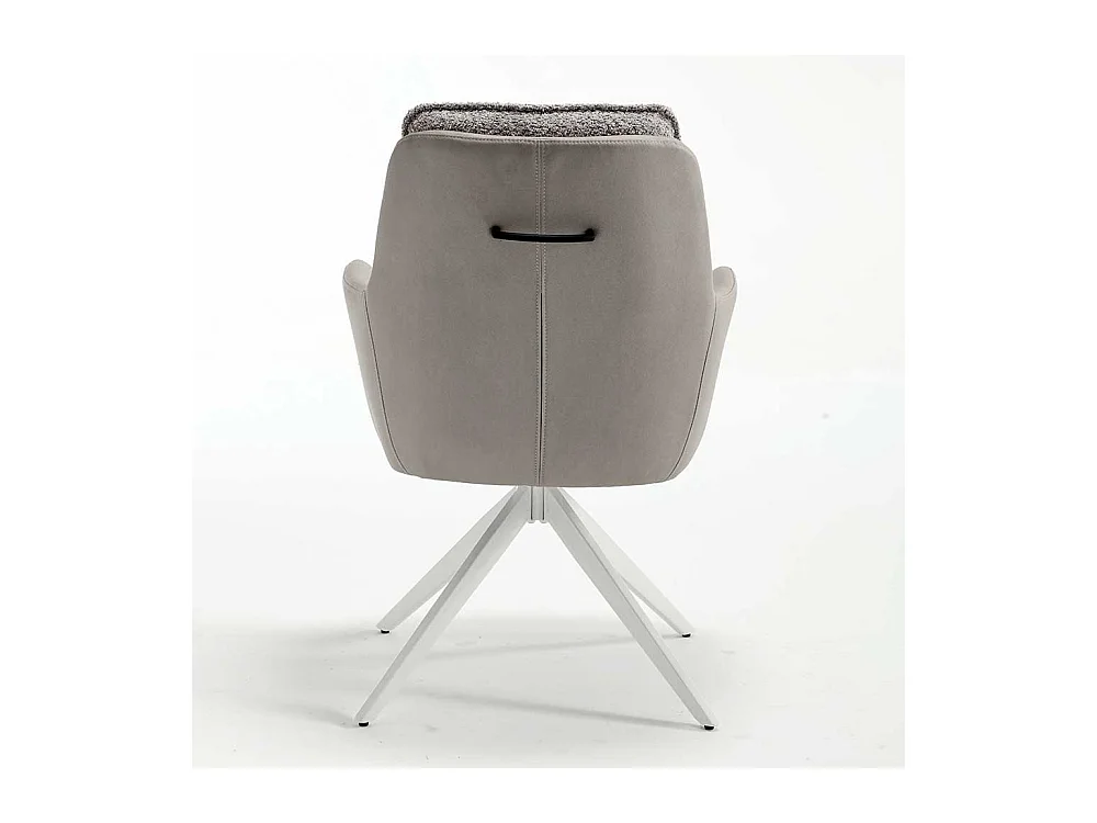 Esstisch Hochlehner in Grau und Weiß Bezug Boucle und Kunstleder (2er Set)