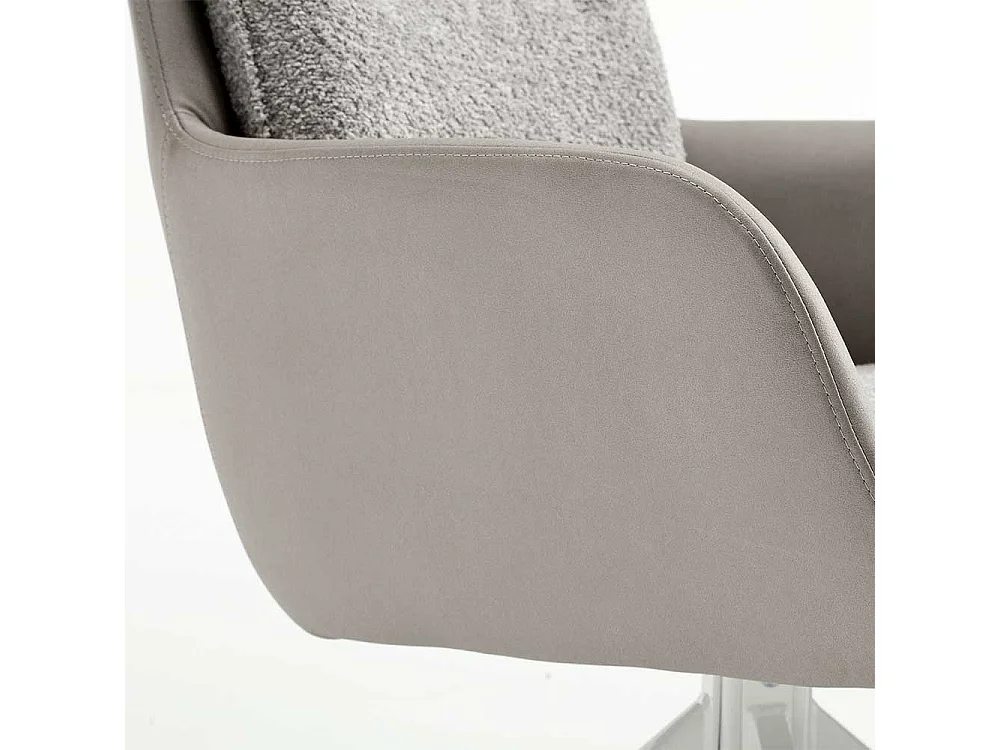 Esstisch Hochlehner in Grau und Weiß Bezug Boucle und Kunstleder (2er Set)