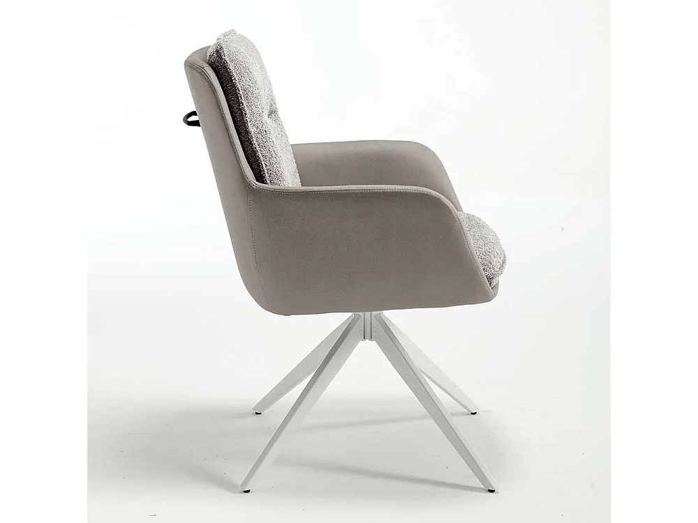 Esstisch Hochlehner in Grau und Weiß Bezug Boucle und Kunstleder (2er Set)