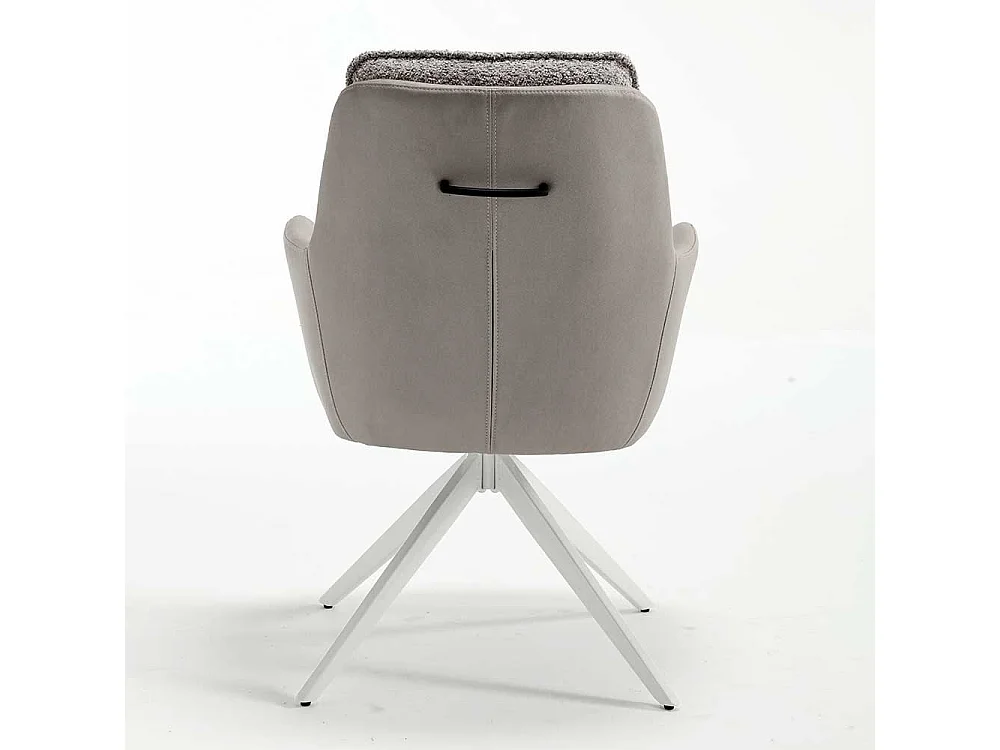 Esstisch Hochlehner in Grau und Weiß Bezug Boucle und Kunstleder (2er Set)