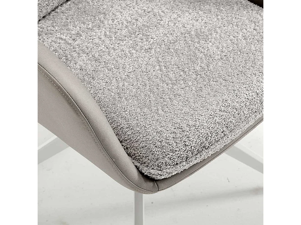 Esstisch Hochlehner in Grau und Weiß Bezug Boucle und Kunstleder (2er Set)