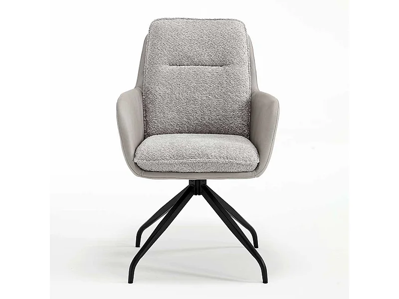 Polsterstuhl Set Esszimmer in Grau und Schwarz Spider Gestell aus Metall (2er Set)