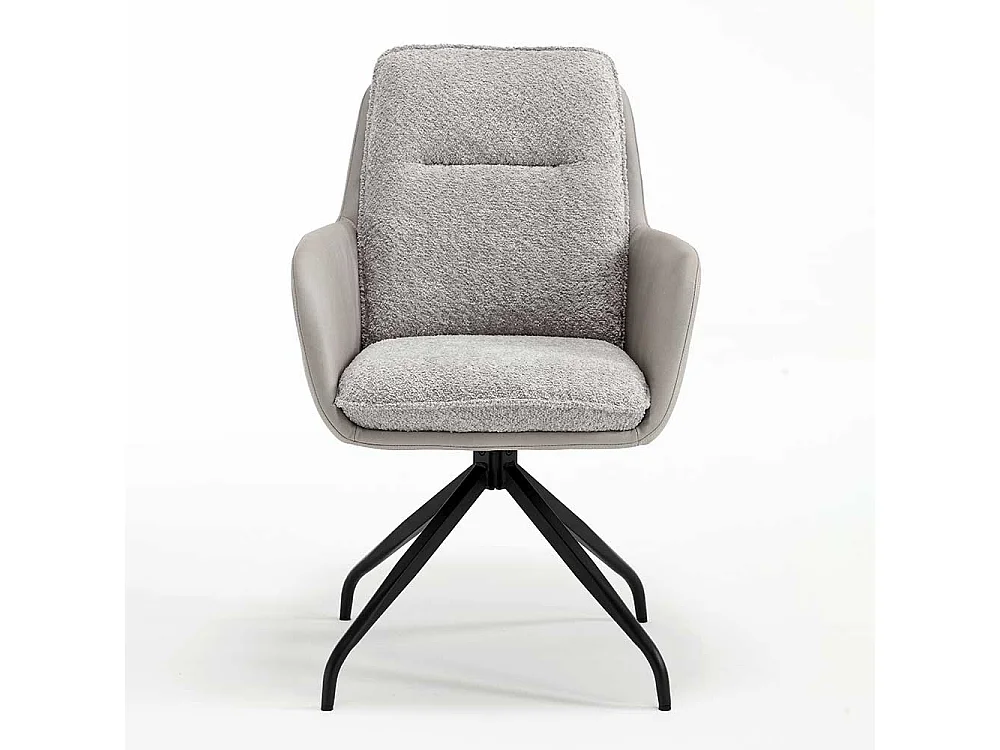 Polsterstuhl Set Esszimmer in Grau und Schwarz Spider Gestell aus Metall (2er Set)