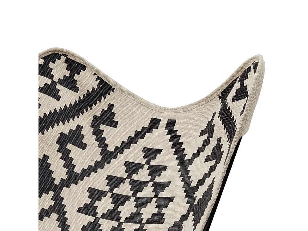 Butterfly-Stuhl schwarz weiß mit Ethno Muster 34 cm Sitzhöhe