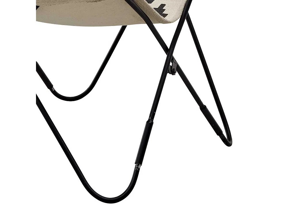 Butterfly-Stuhl schwarz weiß mit Ethno Muster 34 cm Sitzhöhe