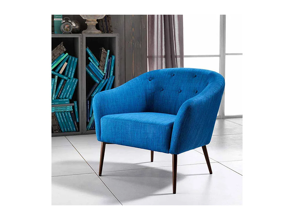 Retro Sessel in Blau Webstoff