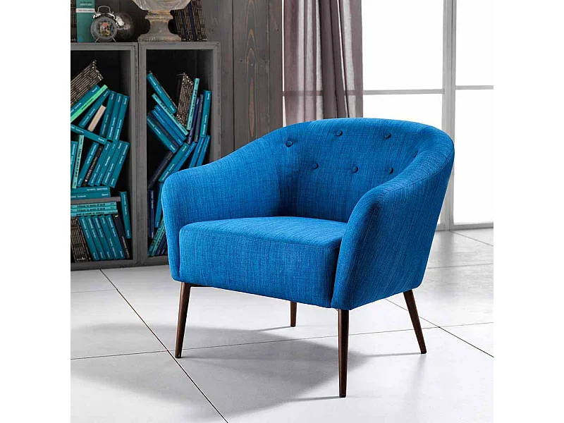 Retro Sessel in Blau Webstoff